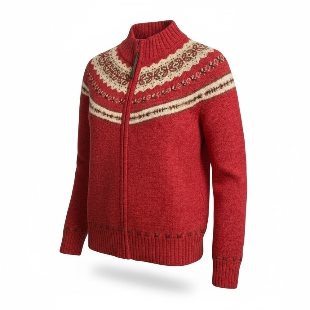 Tiara NWOT Cranberry Knit Sweater w Faux Leather Accents Size Medium